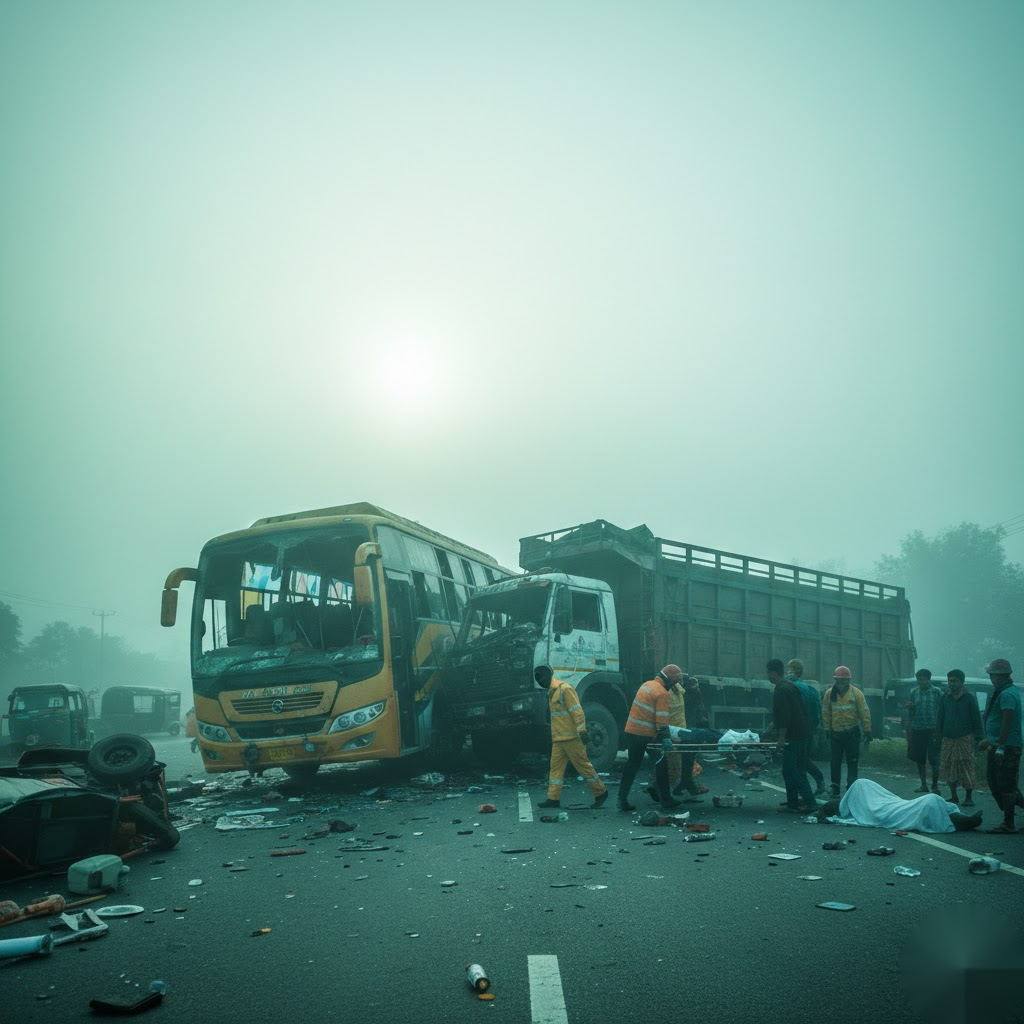 ঢাকা-সিলেট মহাসড়কে ভোরে ভয়াবহ সংঘর্ষ: নিহত ৫, আহত ১০